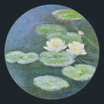 Monet - Water Lilies, Evening Effect Classic Round Sticker<br><div class="desc">Water Lilies,  Evening Effect,  famous painting by Claude Monet.</div>