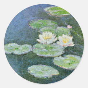 Monet - Water Lilies, Evening Effect Classic Round Sticker