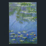 Monet Water Lilies Fine Art (1906) Tea Towel<br><div class="desc">Water Lilies, Claude Monet, 1906. Oil on canvas, 89.9 x 94.1 cm. Art Institute of Chicago. Water Lilies (or Nymphéas) is a series of approximately 250 oil paintings by French Impressionist Claude Monet (1840–1926). The paintings depict Monet's flower garden at Giverny and were the main focus of Monet's artistic production...</div>