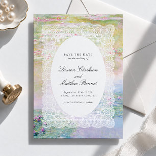 Monet Water Lilies Fine Art Lace Save the Date
