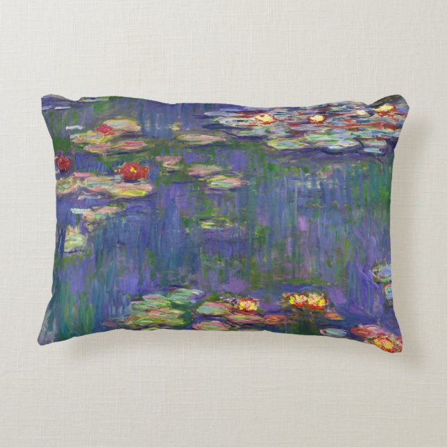 Monet Water Lilies Masterpiece Painting Decorative Cushion (Back)