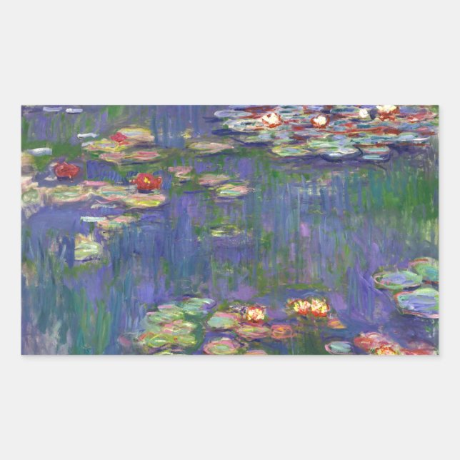 Monet Water Lilies Masterpiece Painting Rectangular Sticker (Front)