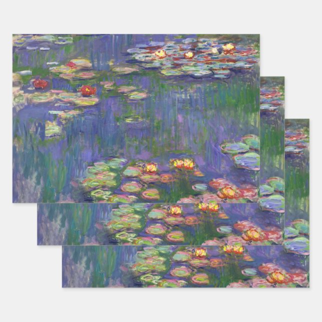 Monet Water Lilies Masterpiece Painting Wrapping Paper Sheet (Set)