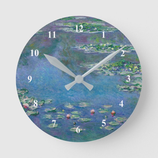 Monet Water Lilies Painting Round Clock (Front)