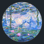 Monet - Water Lilies (pink) 1919 famous artwork Classic Round Sticker<br><div class="desc">Claude Monet 1919 famous painting,  Water Lilies (pink)</div>