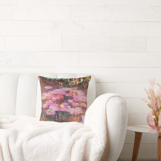 Monet - Water Lilies, Pink, Cushion (Couch)
