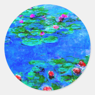 Monet: Water Lilies Red artwork Classic Round Sticker