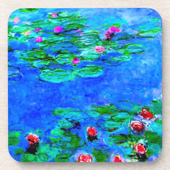 Monet: Water Lilies Red artwork Coaster (Front)