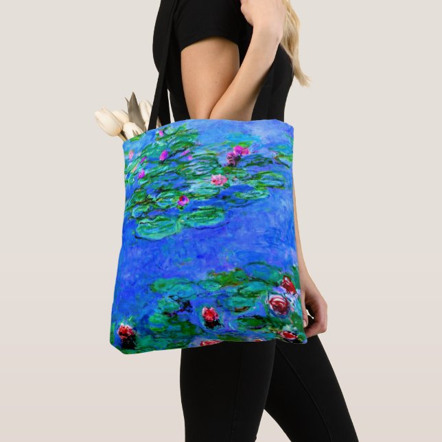 Monet - Water Lilies (Red) Tote Bag (Close Up)