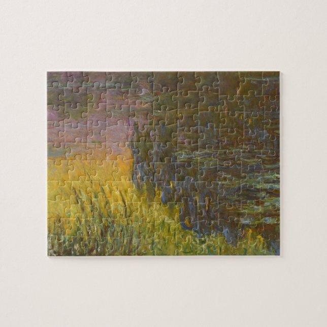 Monet Water Lilies Setting Sun Fine Art Jigsaw Puzzle (Horizontal)