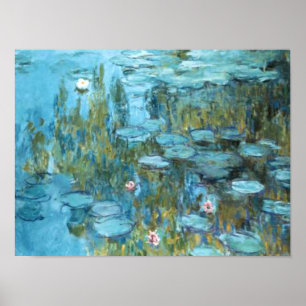 Monet - Water Lilies (turquoise), 1915 Poster