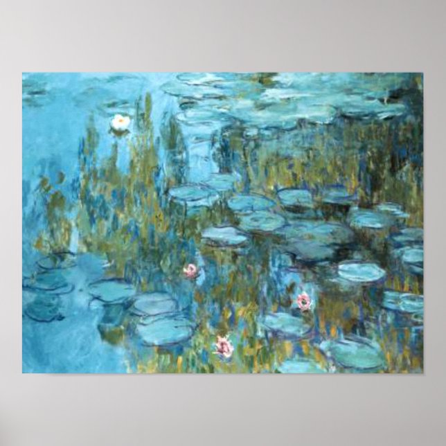 Monet - Water Lilies (turquoise), 1915 Poster (Front)