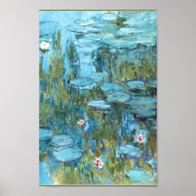 Monet - Water Lilies (turquoise), Poster (Front)