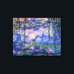 Monet Water Lilies with Pond Reflections Canvas Print<br><div class="desc">Claude Monet was one of the founders of French Impressionism painting in outdoor landscapes. This is one of his many garden water lily pond paintings showing the reflection from the sky above,  with weeping willow branches hanging down over the pond,  and the lily flowers floating in the water.</div>