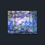 Monet Water Lilies with Pond Reflections Canvas Print<br><div class="desc">Claude Monet was one of the founders of French Impressionism painting in outdoor landscapes. This is one of his many garden water lily pond paintings showing the reflection from the sky above,  with weeping willow branches hanging down over the pond,  and the lily flowers floating in the water.</div>
