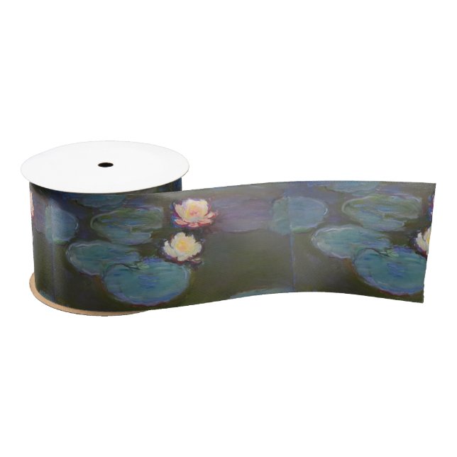 Monet Water Lily Lilies Pond Waterlilies Painting Satin Ribbon (Spool)