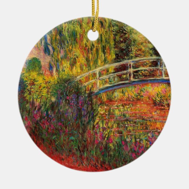 Monet Water Lily Pond and Water Irises Ceramic Tree Decoration (Front)