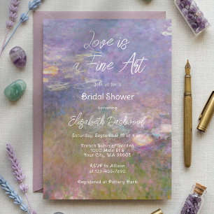 Monet Water Lily Pond Pastel Art Bridal Shower Invitation