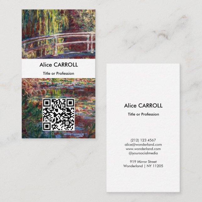 Monet - Water Lily pond, Pink Harmony - QR Code Business Card (Front/Back)