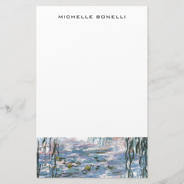 Monet Waterlillies Professional Plain Minimalist Stationery (Front)