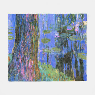 Monet - Weeping Willow and Water Lily Pond, Fleece Blanket