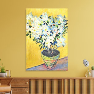 Monet - White Azaleas in a Pot,  Canvas Print