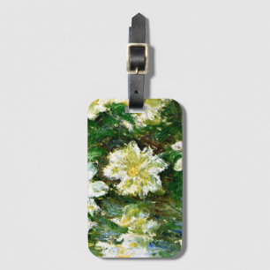 Monet - White Clematis, famous floral painting Luggage Tag
