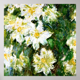 Monet - White Clematis, famous floral painting Poster
