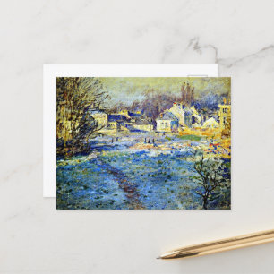Monet - White Frost, 1875 artwork Postcard