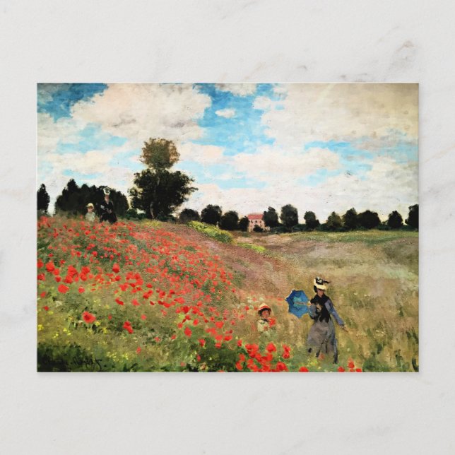 Monet - Wild Poppies near Argenteuil, fine art Postcard (Front)