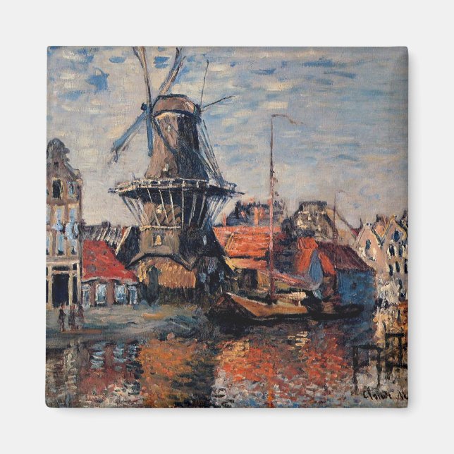 Monet - Windmill on the Onbekende Canall-Amsterdam Magnet (Front)