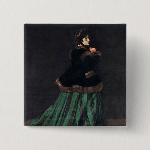 Monet Woman in Green Dress 15 Cm Square Badge