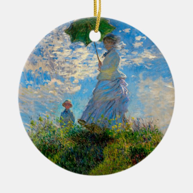 Monet Woman Parasol Impressionism Ceramic Tree Decoration (Front)