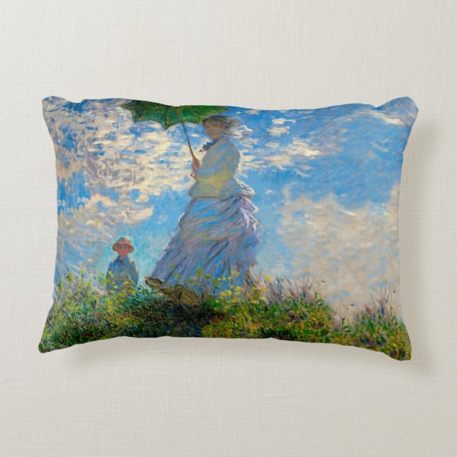Monet Woman Parasol Impressionism Decorative Cushion (Back)