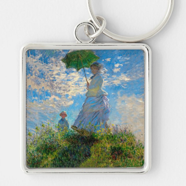 Monet Woman Parasol Impressionism Key Ring (Front)