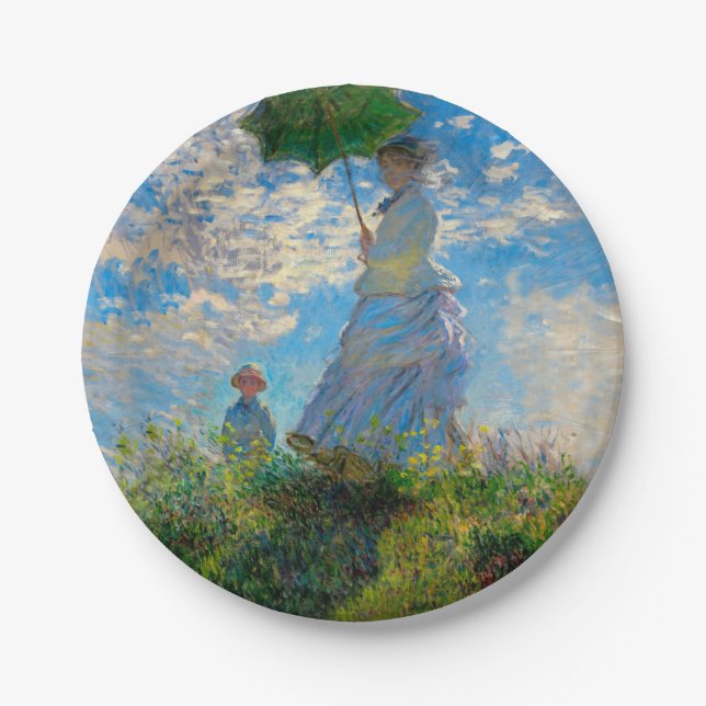 Monet Woman Parasol Impressionism Paper Plate (Front)