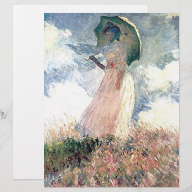 Monet Woman with a Parasol Facing Left Custom Letterhead (Front/Back)