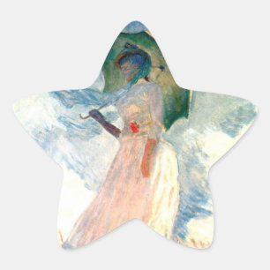 Monet Woman with a Parasol Facing Left Star Sticker