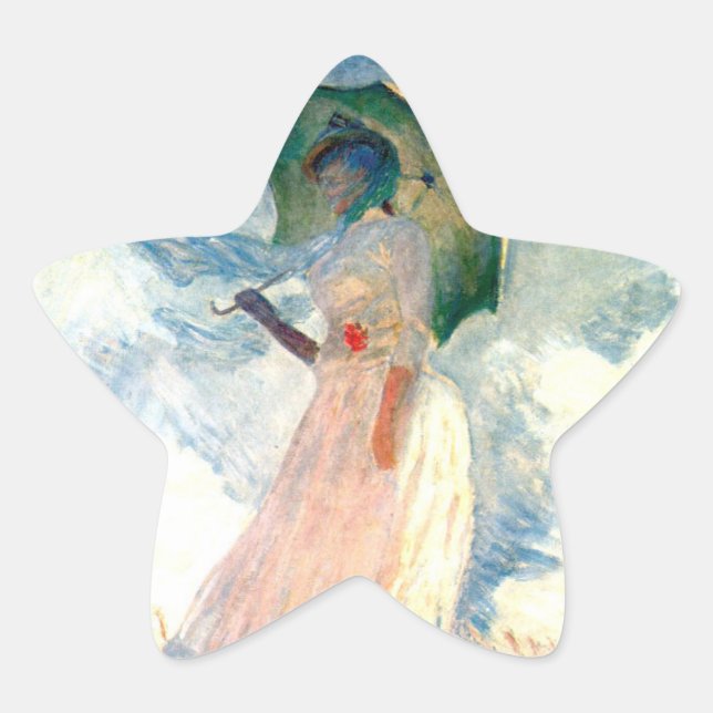 Monet Woman with a Parasol Facing Left Star Sticker (Front)
