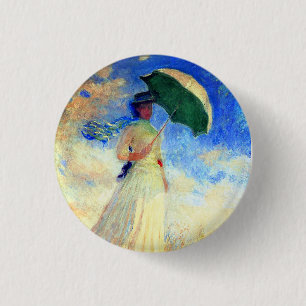 Monet Woman with a Parasol Facing Right 3 Cm Round Badge