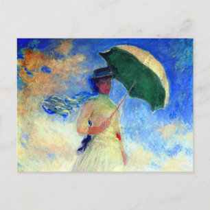  Monet Woman with a Parasol Facing Right Announcement Postcard
