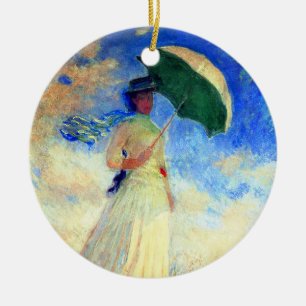 Monet Woman with a Parasol Facing Right Ceramic Tree Decoration