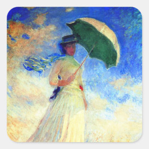 Monet Woman with a Parasol Facing Right Square Sticker