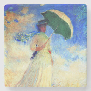 Monet Woman with a Parasol Facing Right Stone Coaster