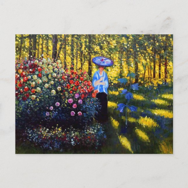 Monet Woman with a Parasol in Garden Announcement Postcard (Front)