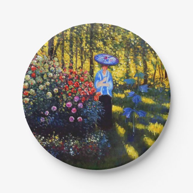 Monet Woman with a Parasol in Garden Paper Plate (Front)