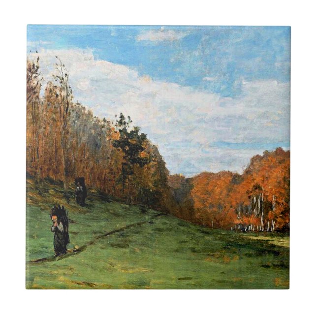 Monet, Woodbearers in Fontainebleau Forest, Tile (Front)