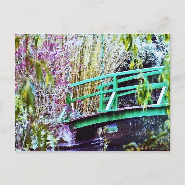 Monet's Bridge with Flowers Postcard (Front)