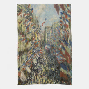 Monet's Classic Celebration of Paris' Rue Montorue Tea Towel