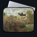 Monet's Garden at Argenteuil by Claude Monet Laptop Sleeve<br><div class="desc">The Artist's Garden in Argenteuil (A Corner of the Garden with Dahlias) (1873) by Claude Monet is a vintage impressionism fine art floral nature painting. A country farm house is in the background. A couple in love is walking past a romantic spring season garden with blooming roses and other flowers....</div>